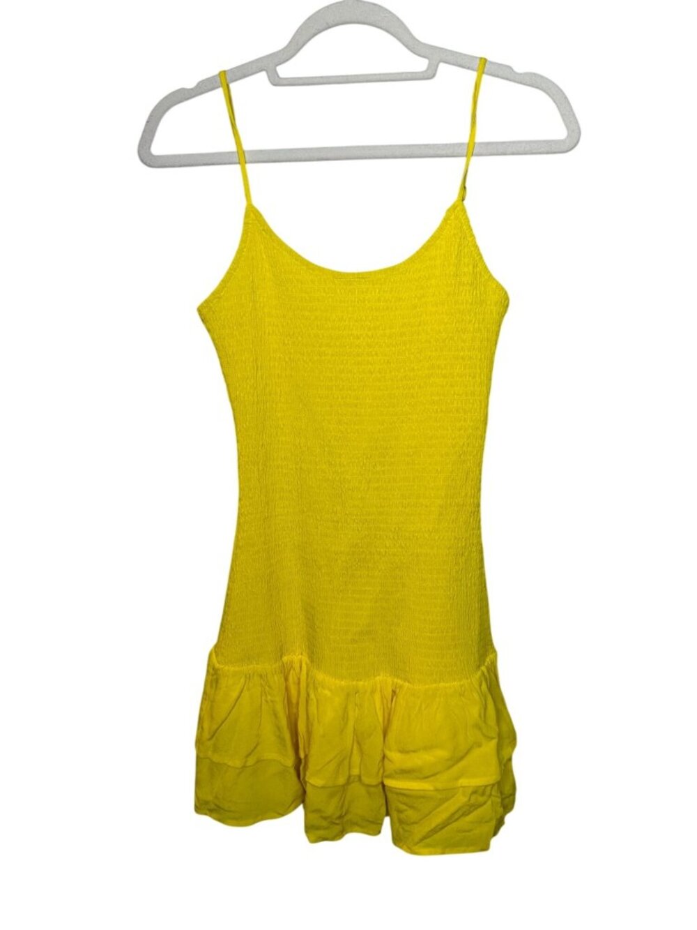 Lovers + Friends Yellow Smocked Ruffle Mini Dress Size Small